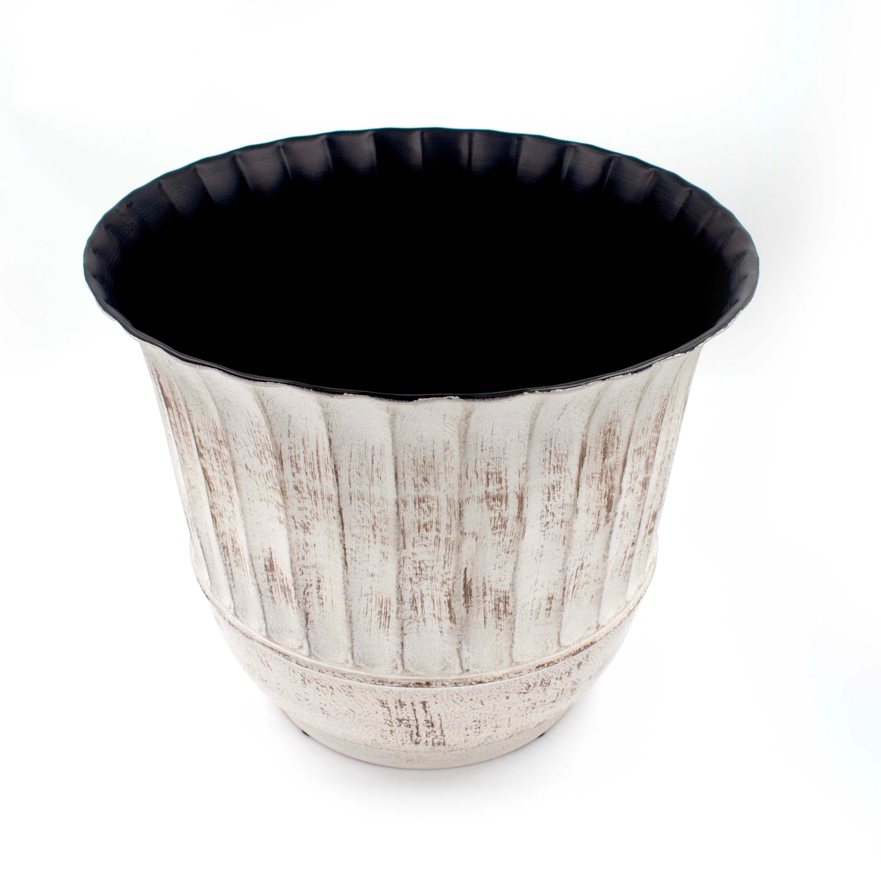 Ivory Black Planter Fluted