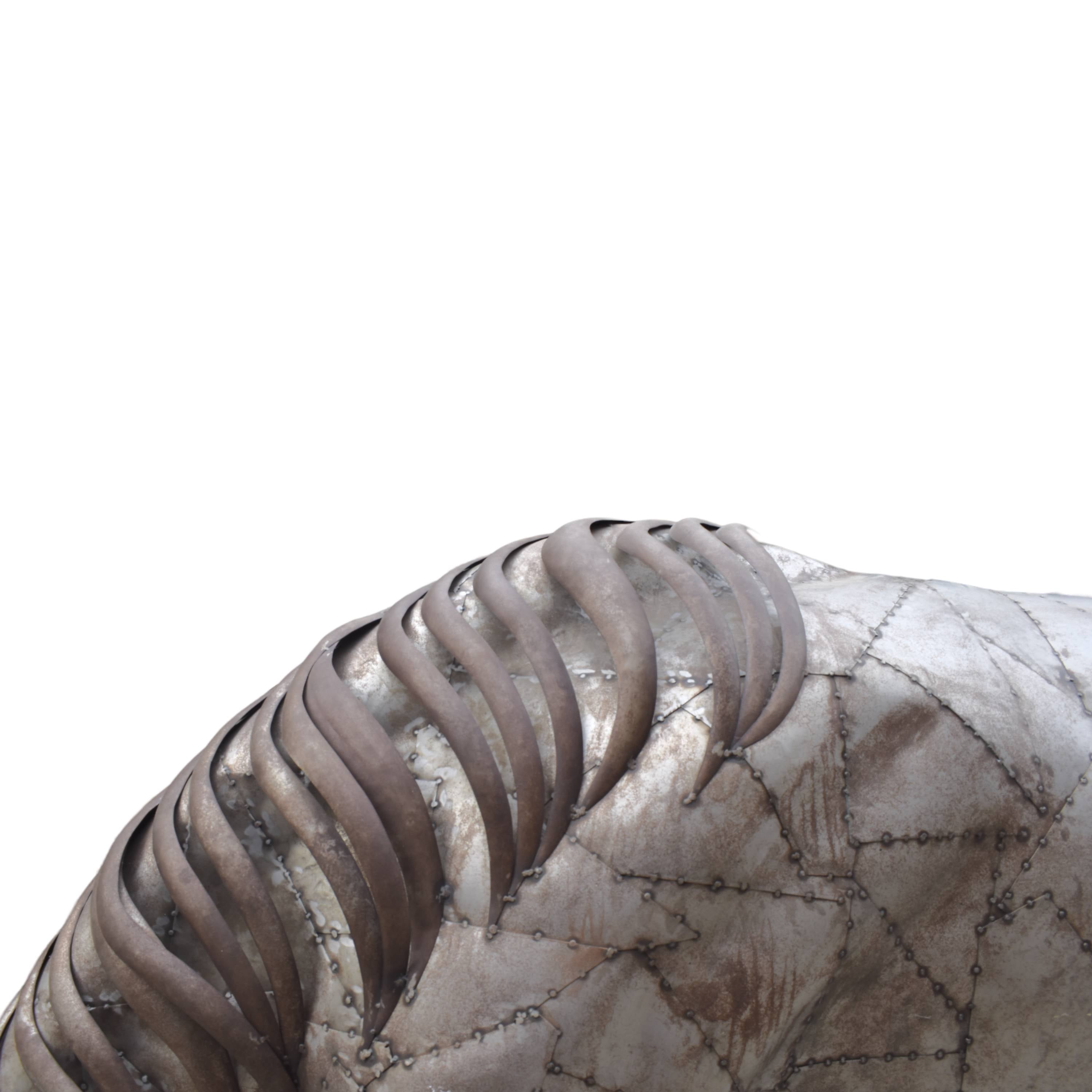Silver Grazing Horse Statue
