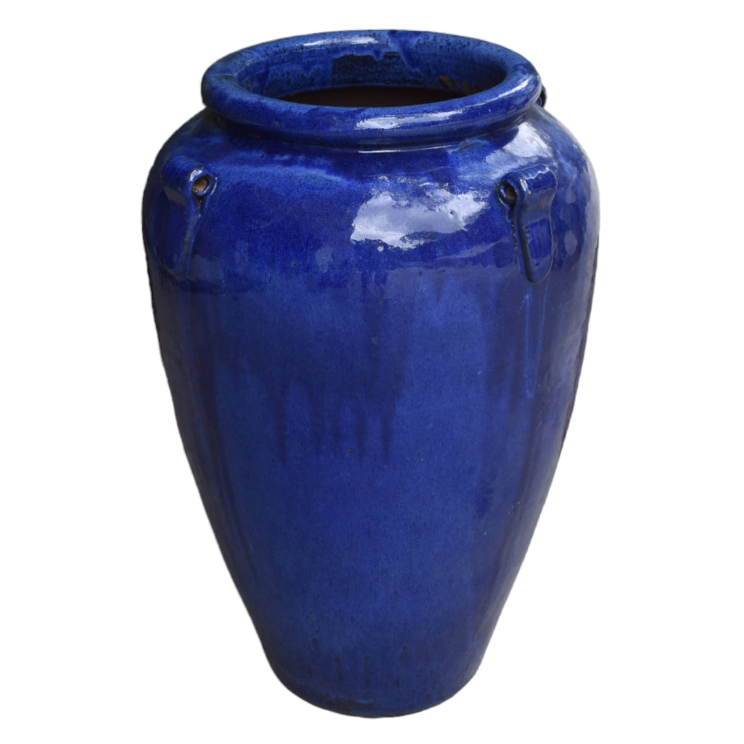 Tall Blue Ceramic Urn