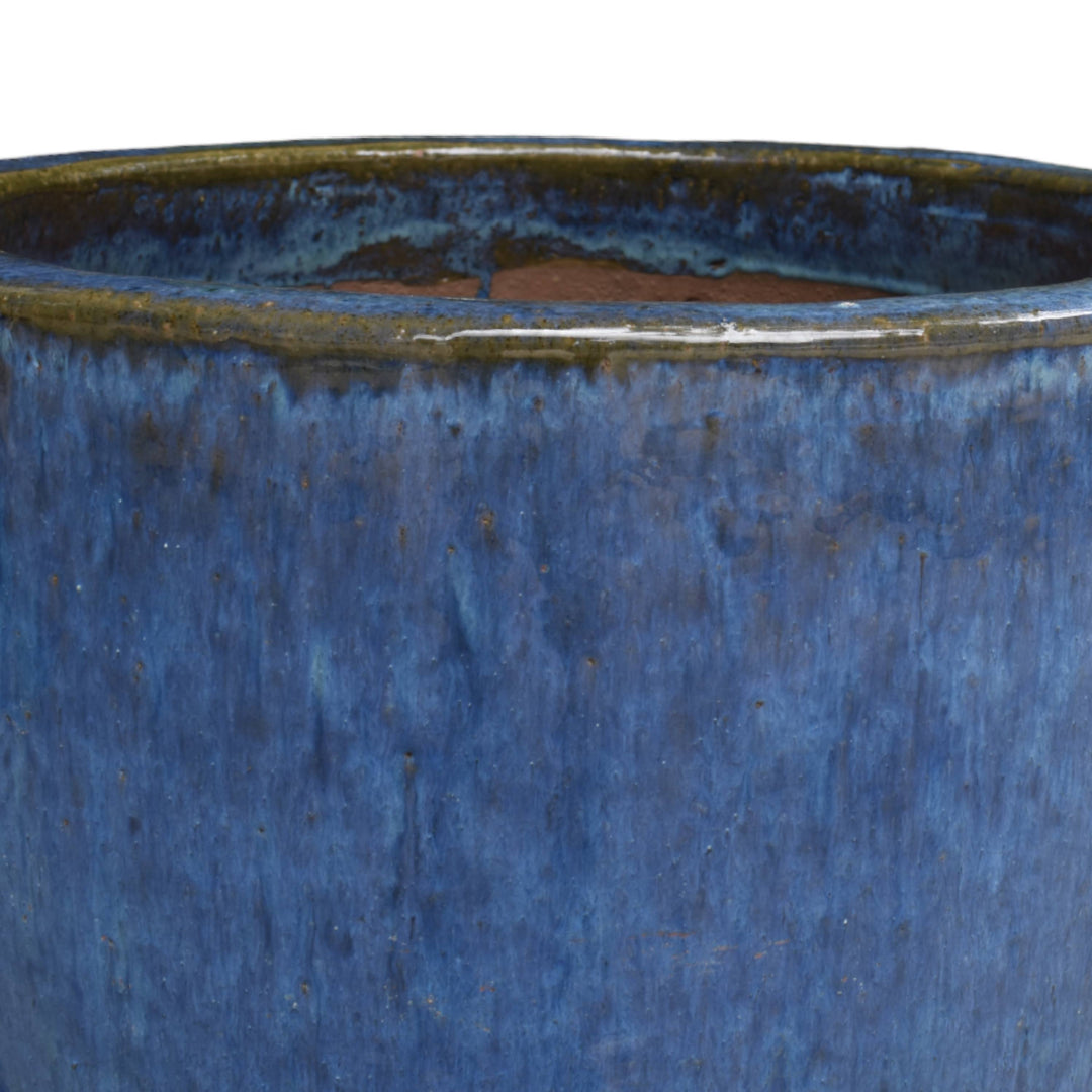 Tall Dark Azul Ceramic Pot
