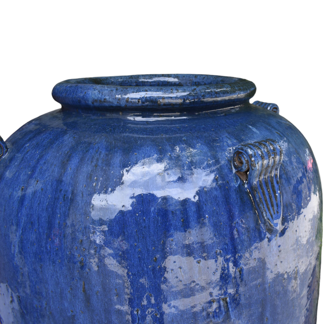 Tall Blue Ceramic Urn