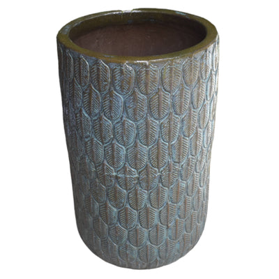 Tall Feather Ceramic Pot