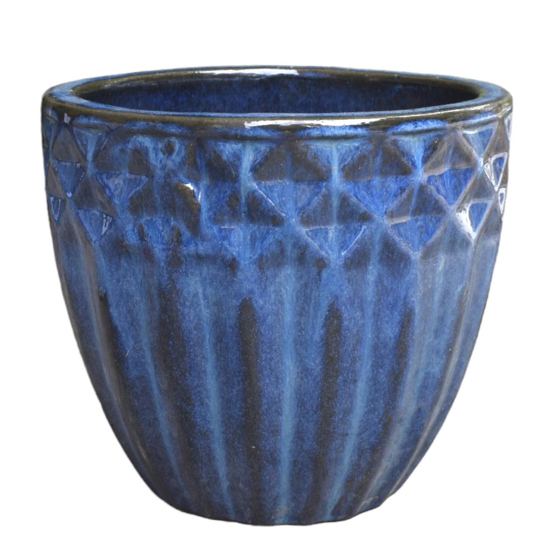 Diamond and Flutes Ceramic Glazed Pot