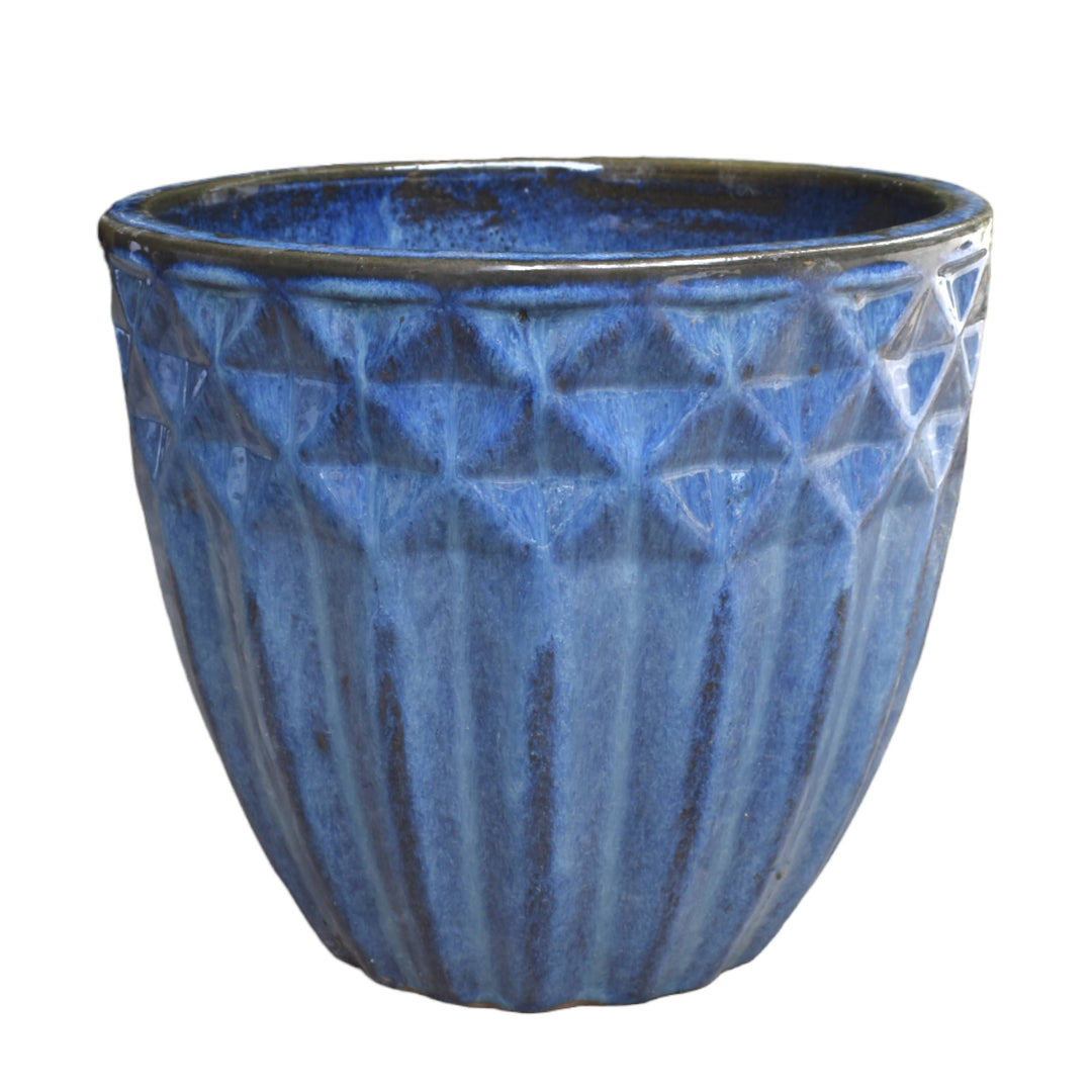 Diamond and Flutes Ceramic Glazed Pot