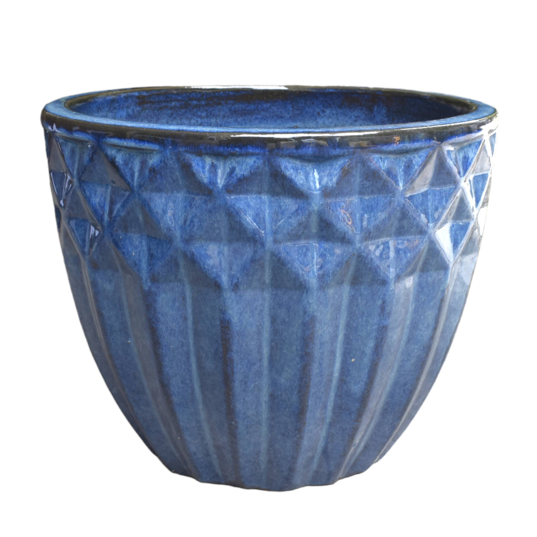 Diamond and Flutes Ceramic Glazed Pot