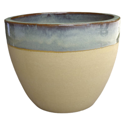 Stripe Aqua Matt Green Ceramic Pot