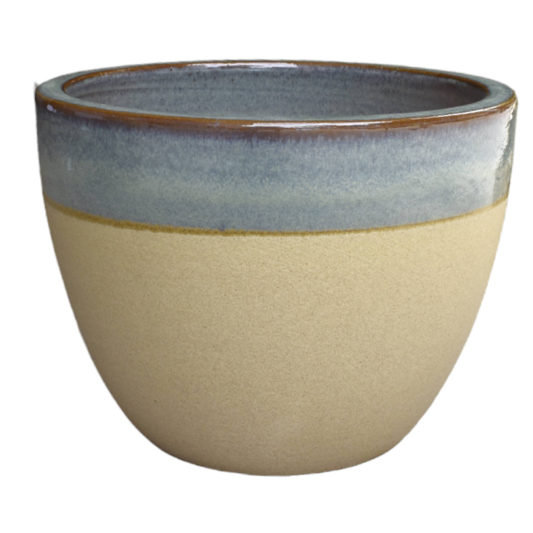 Stripe Aqua Matt Green Ceramic Pot