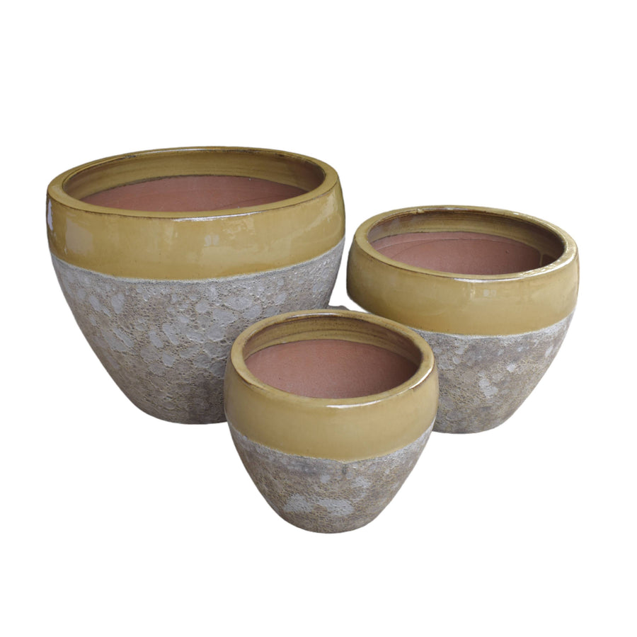 Stripe Cream Atlantic White Ceramic Pot