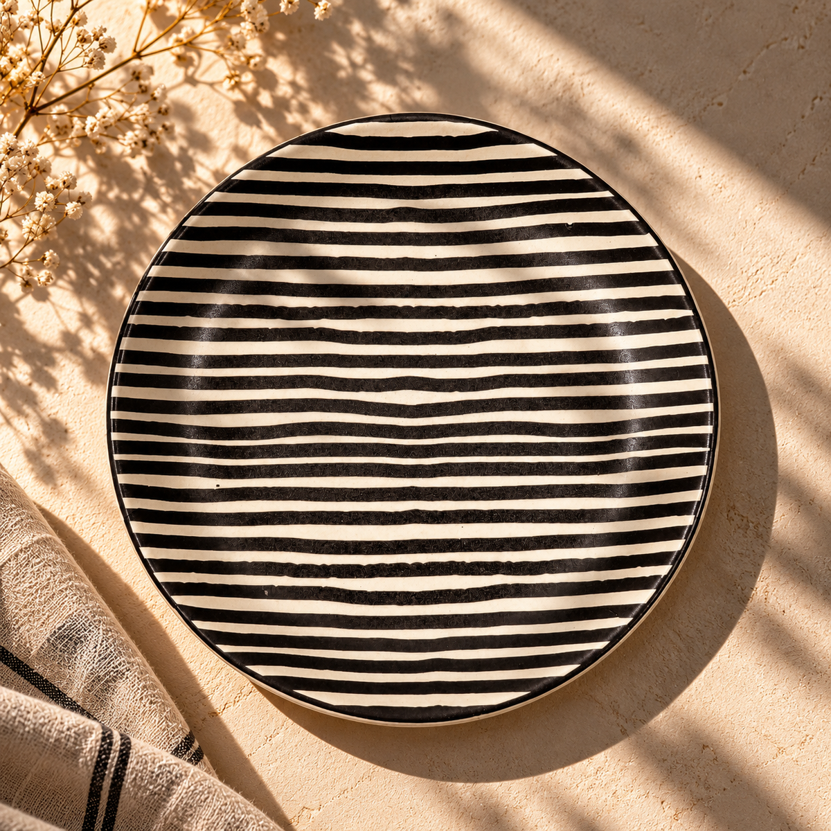 BLACK STRIPE DINNER PLATES