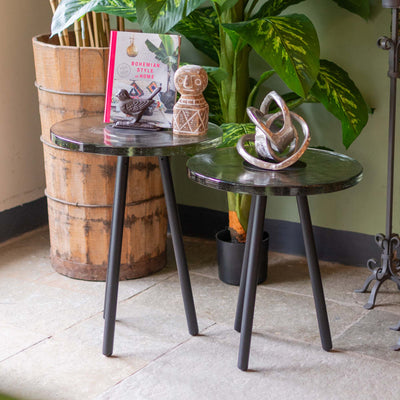 Glass Iron Side Table