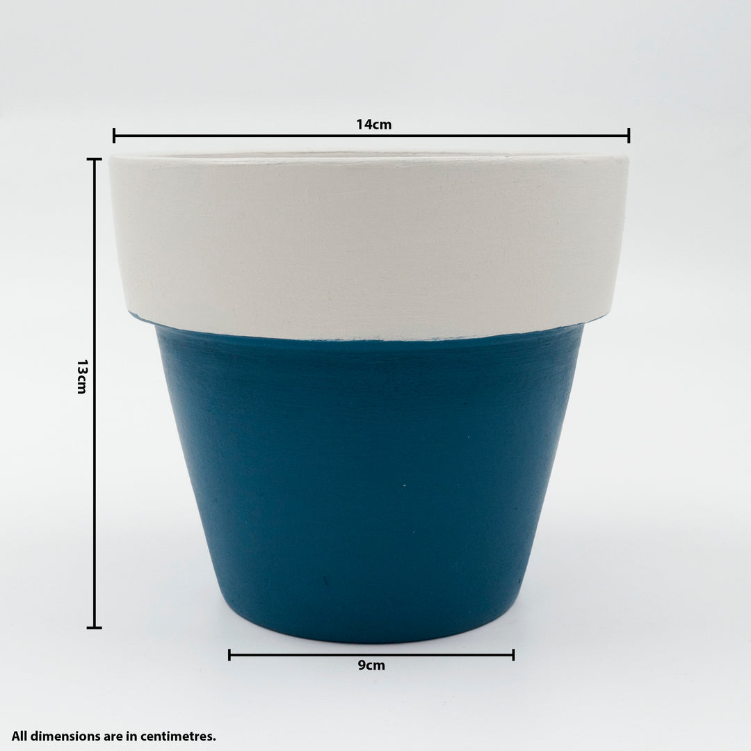 Ceramic Planter with Blue Base Stone Lip