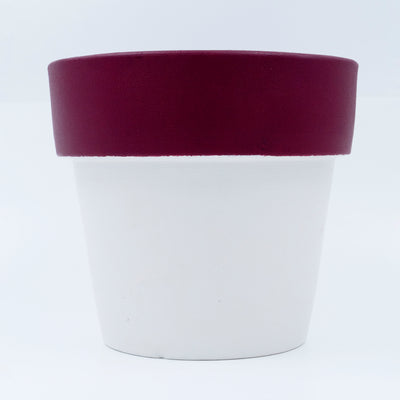 Ceramic Planter with Burgundy Lip