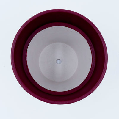 Ceramic Planter with Burgundy Lip