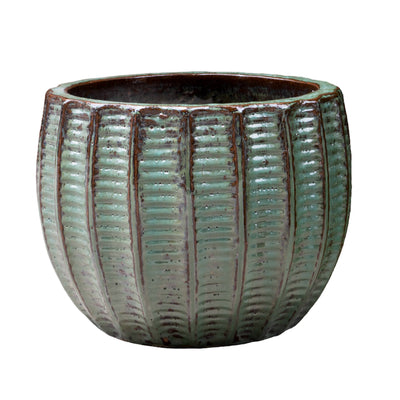 Horizontal Fluted Ceramic Glazed Pot