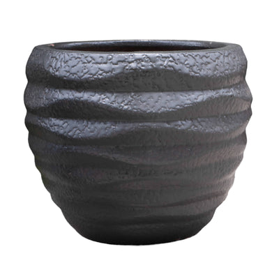 Broad Ruffle Dark Grey Pot