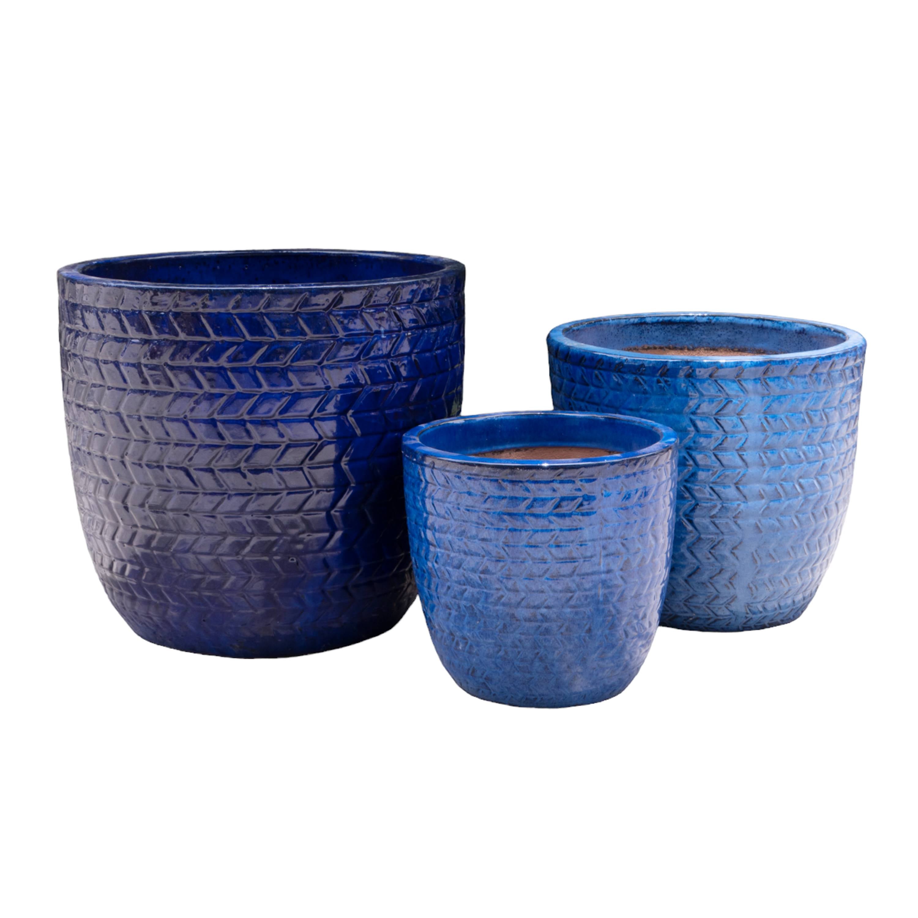 Zigzag Blue Pot