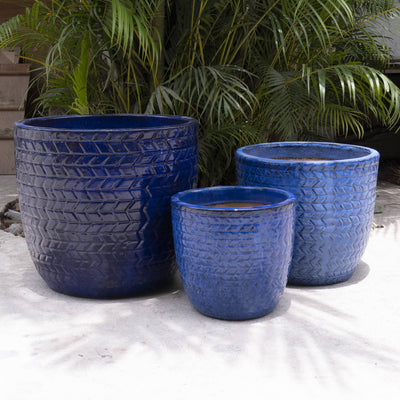 Zigzag Blue Pot