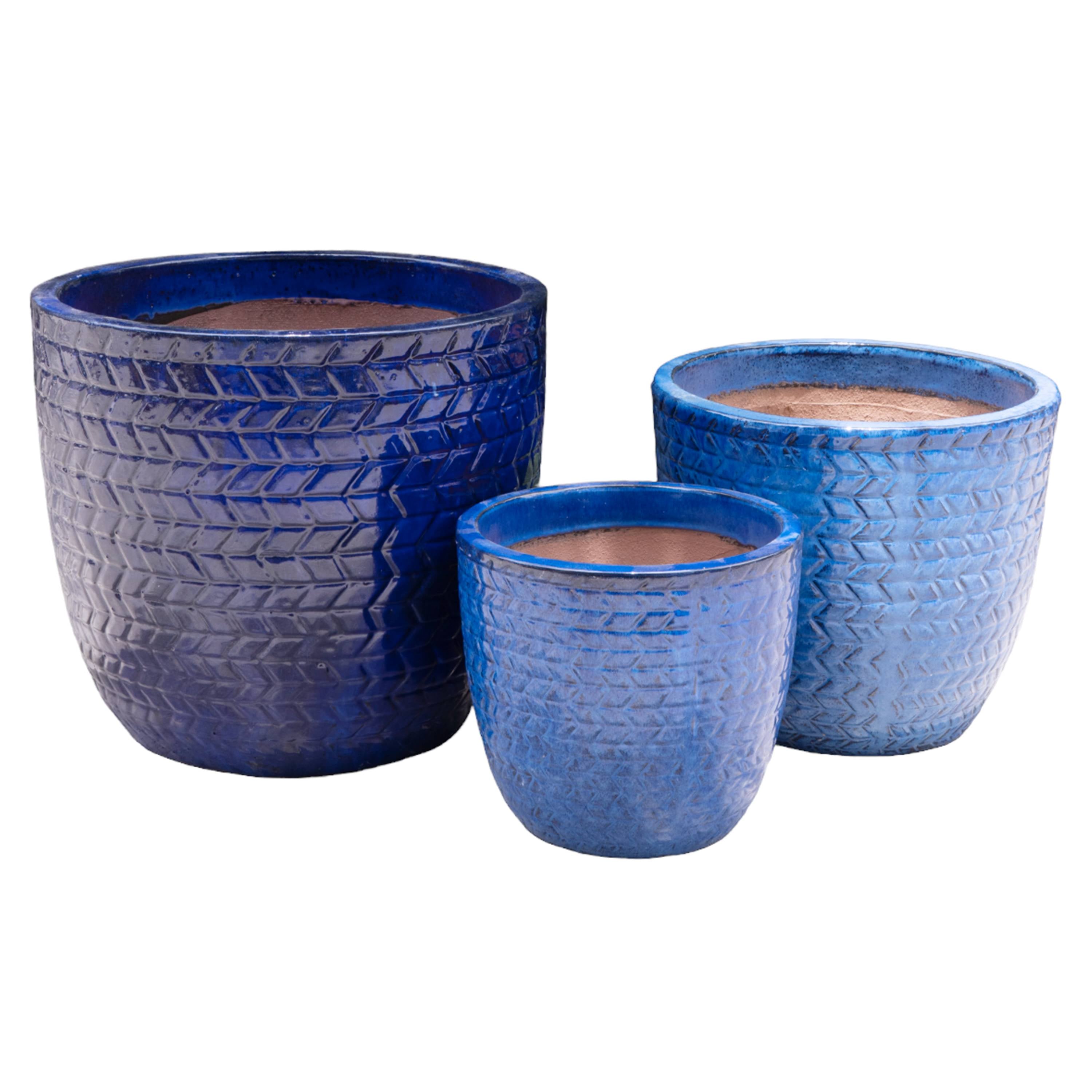 Buy Planters |Zigzag Blue Pot |Shop at Beruru
