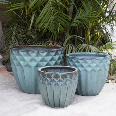 Diamond And Flutes Ceramic Glazed Pot