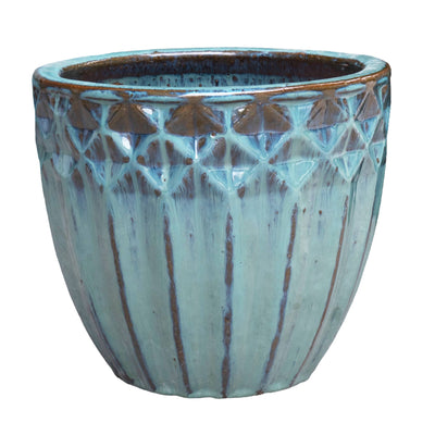 Diamond And Flutes Ceramic Glazed Pot