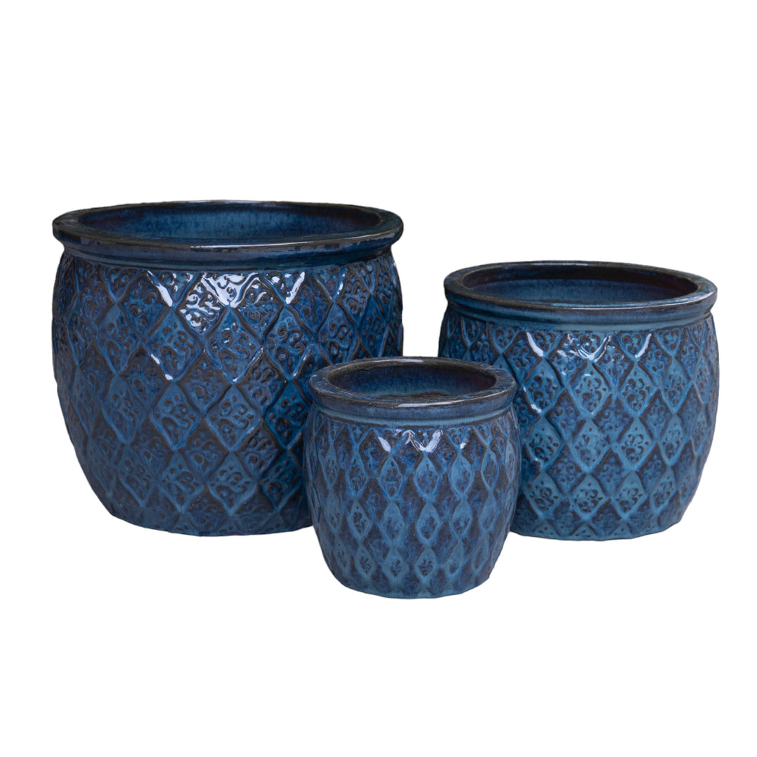 Argyle Texture Azul Egg Shape Pot