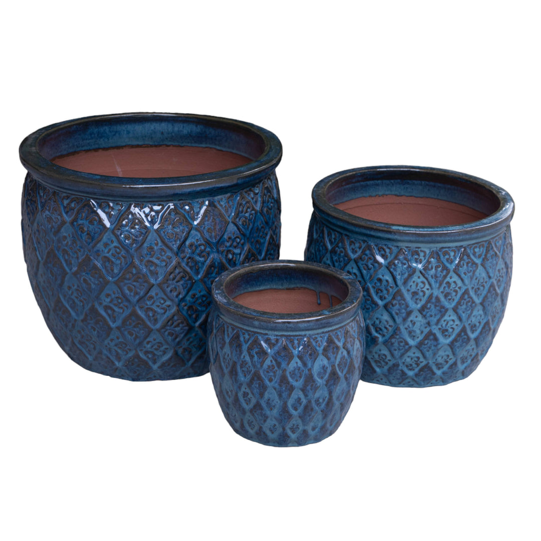 Argyle Texture Azul Egg Shape Pot