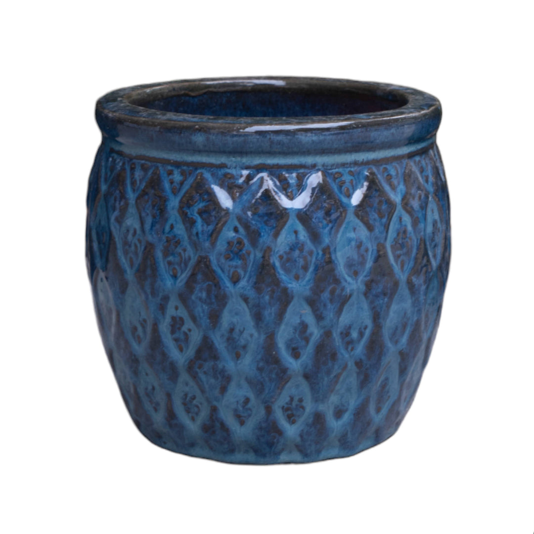 Argyle Texture Azul Egg Shape Pot