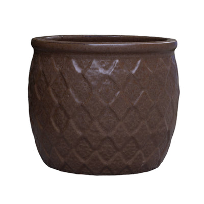 Argyle Texture Dark Honey Egg Shape Pot