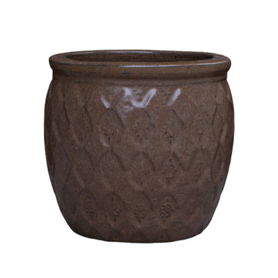 Argyle Texture Dark Honey Egg Shape Pot