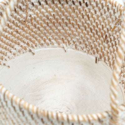 White Rattan Planter Basket