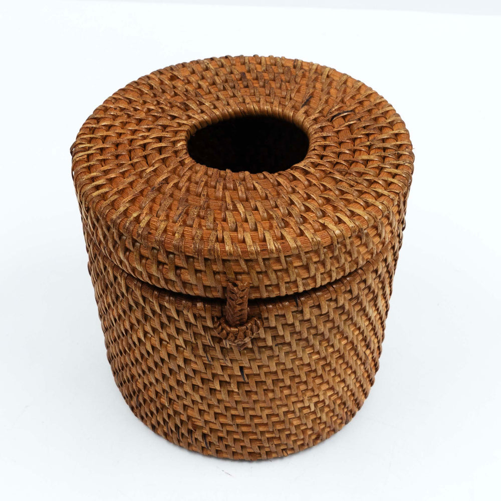 Rattan Round Tissue Box