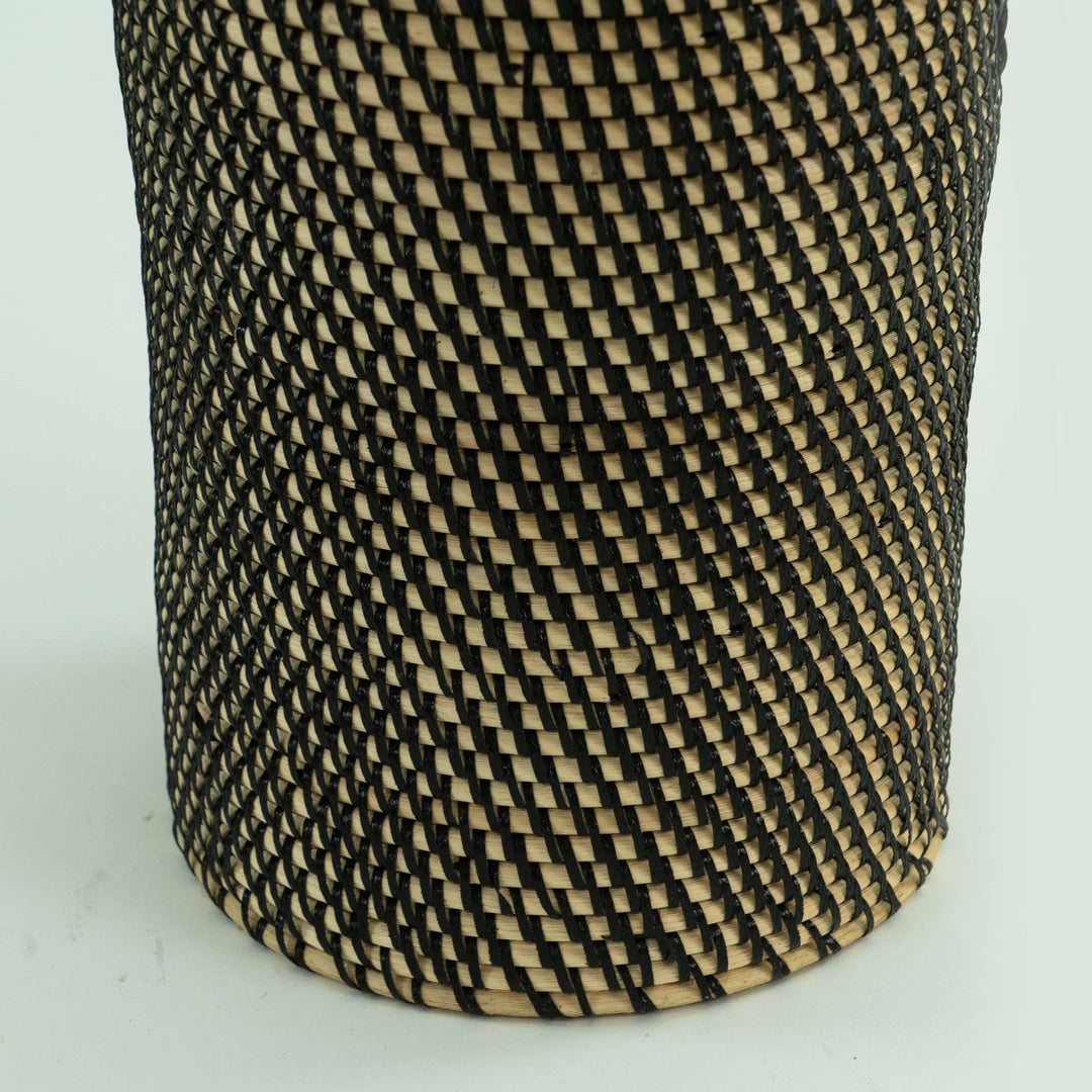 Striped Tall Rattan Vase