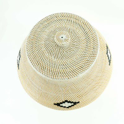 White Diamond Motif Storage Basket