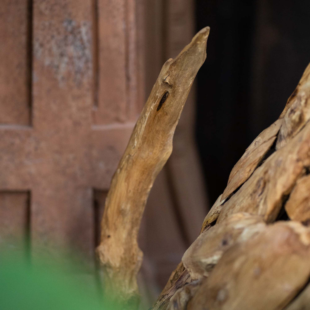 Handcarved Teak Wood Dog Sculpture