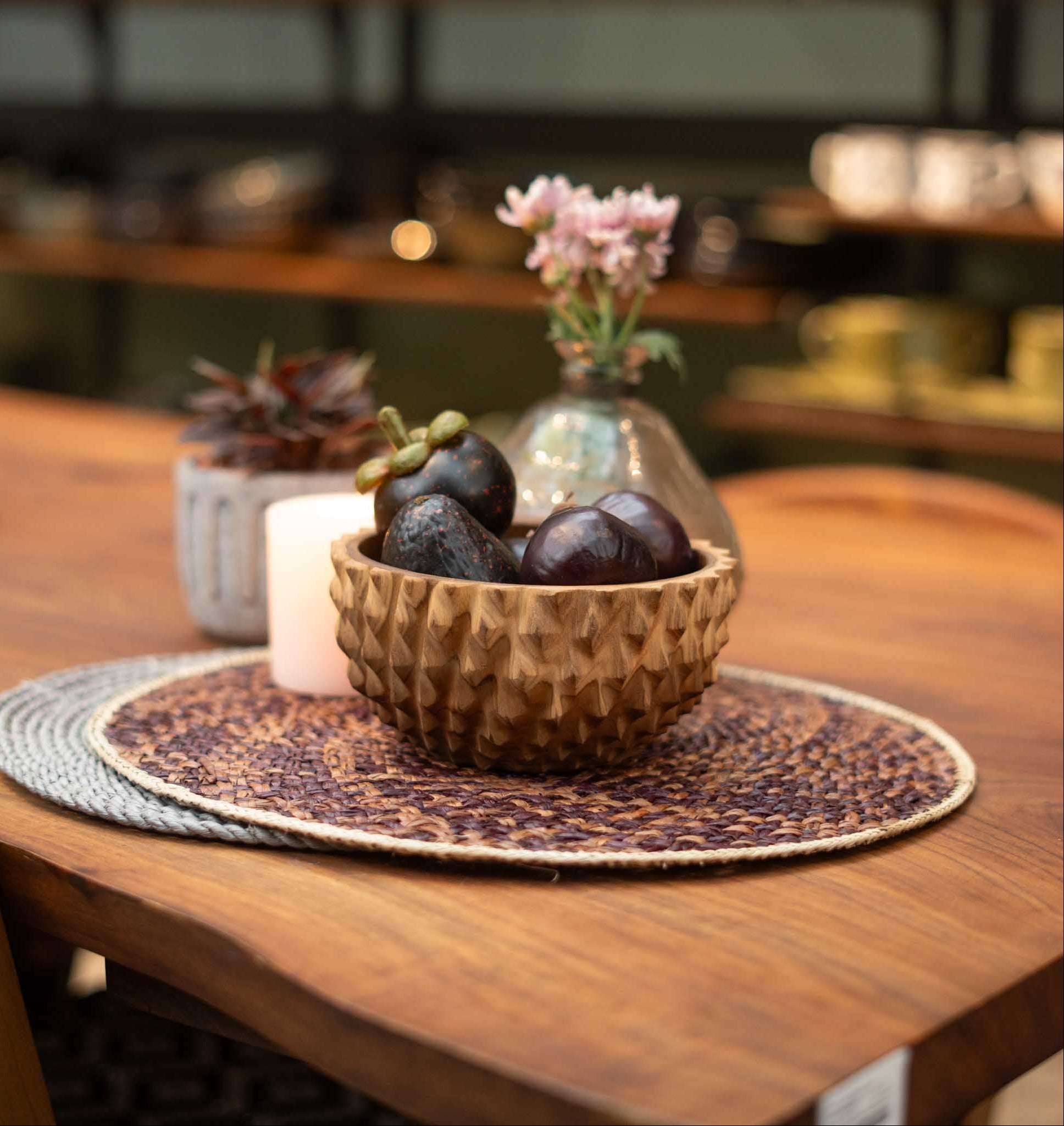 Yarah Teak Wood Zig-Zag Edged Bowl