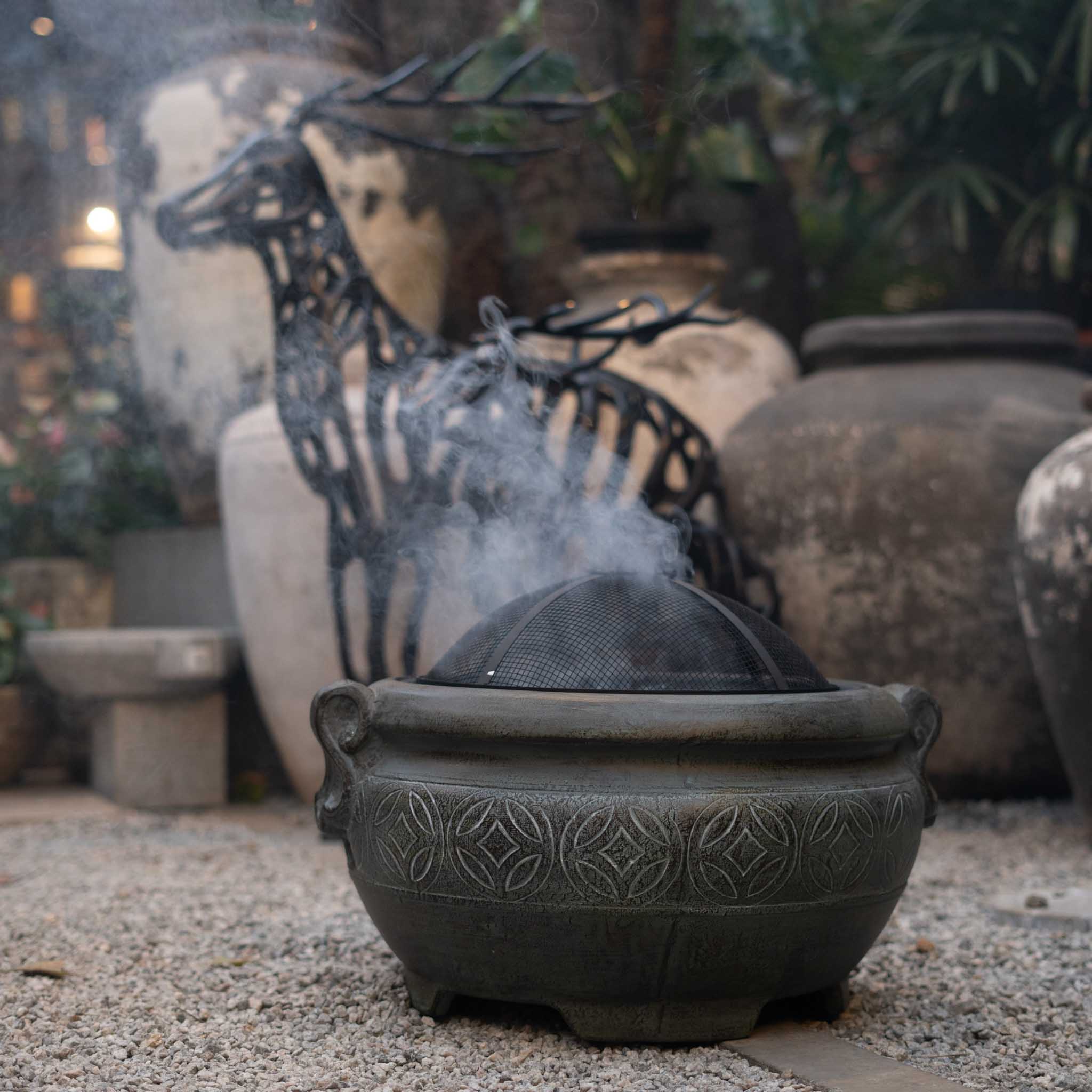 Wide Fiber Clay Firepit