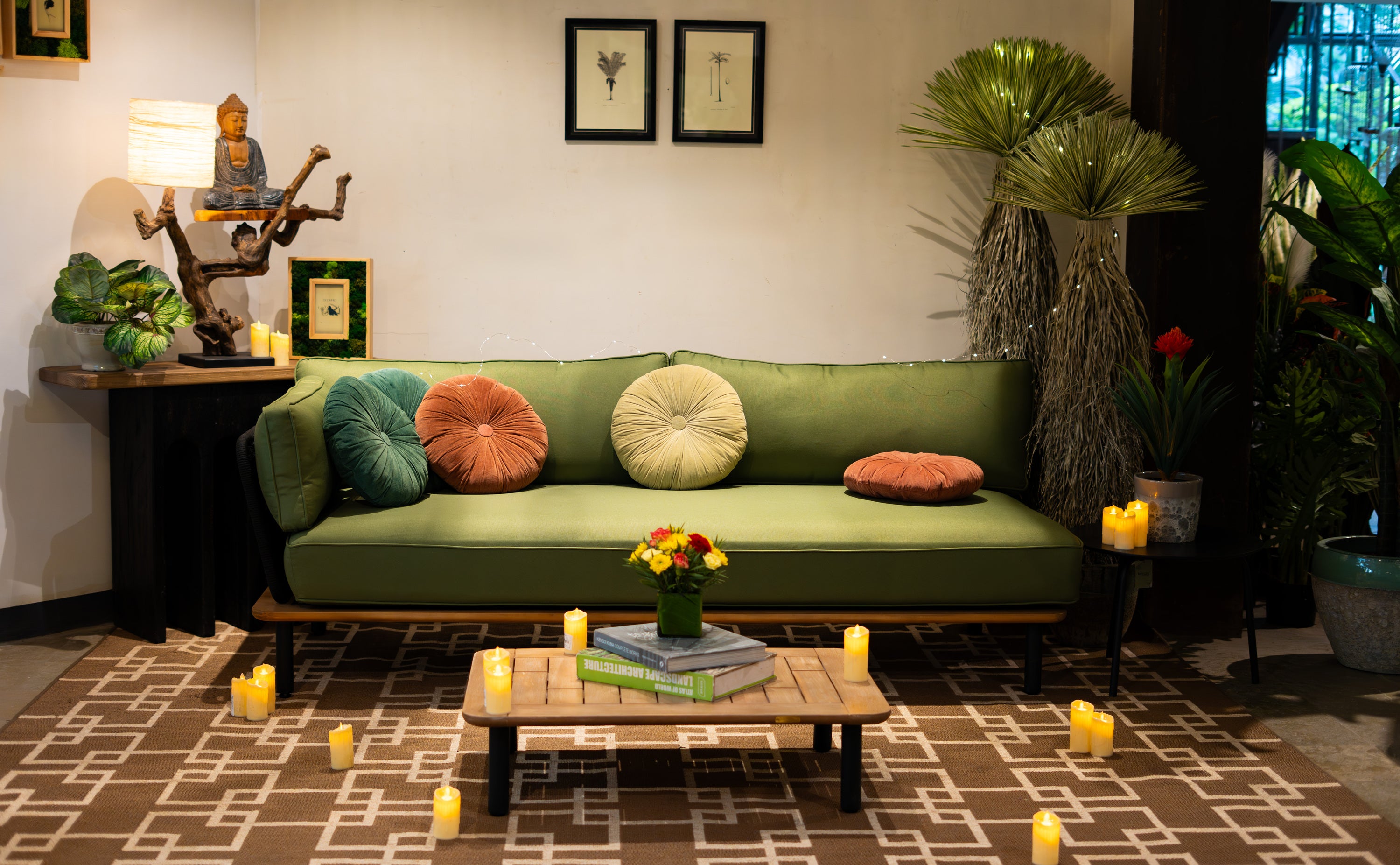 Buch Three Seater Right Corner Sofa Set with Table