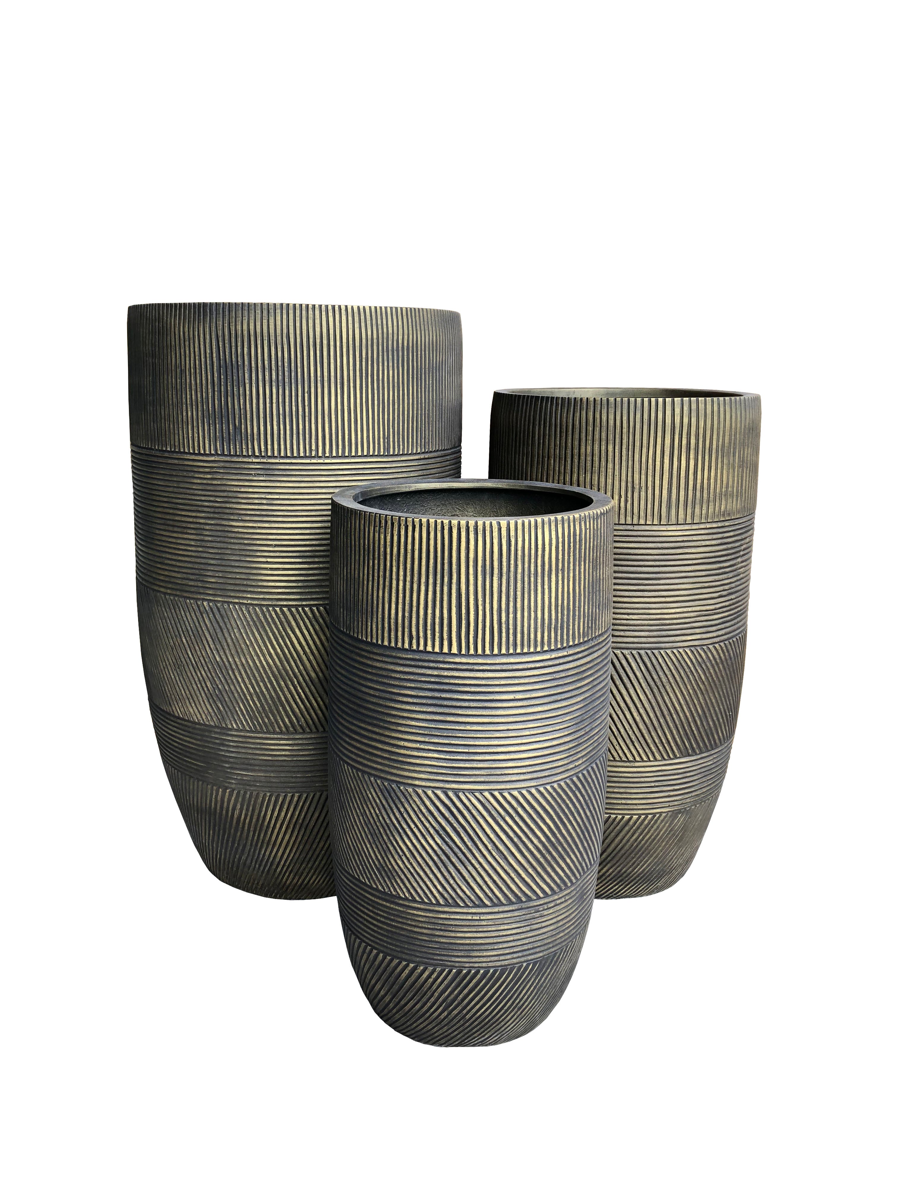 Tall Diagonal Striped Frp Slim Pot
