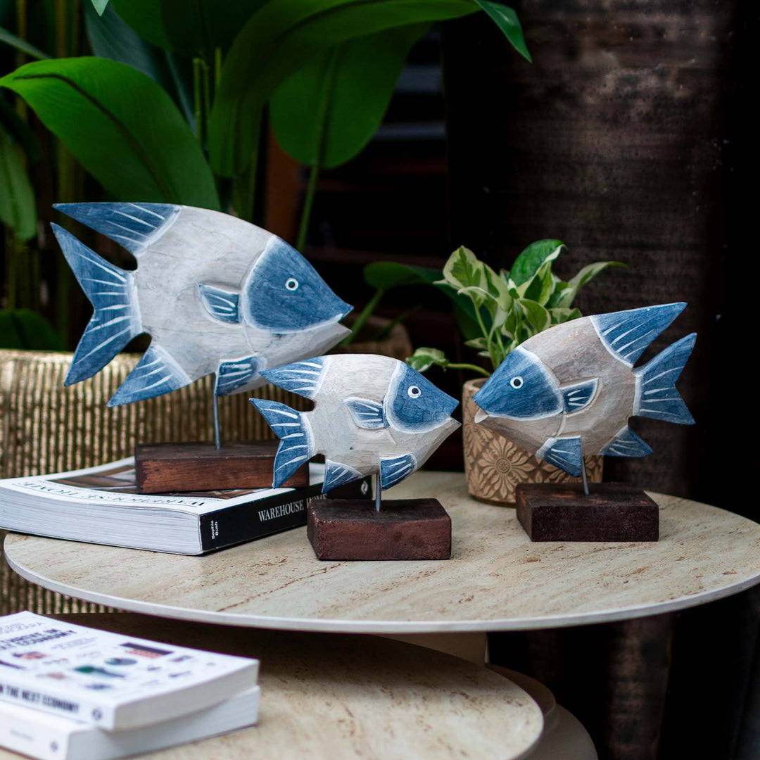 Albizia Wooden Fish On Stand