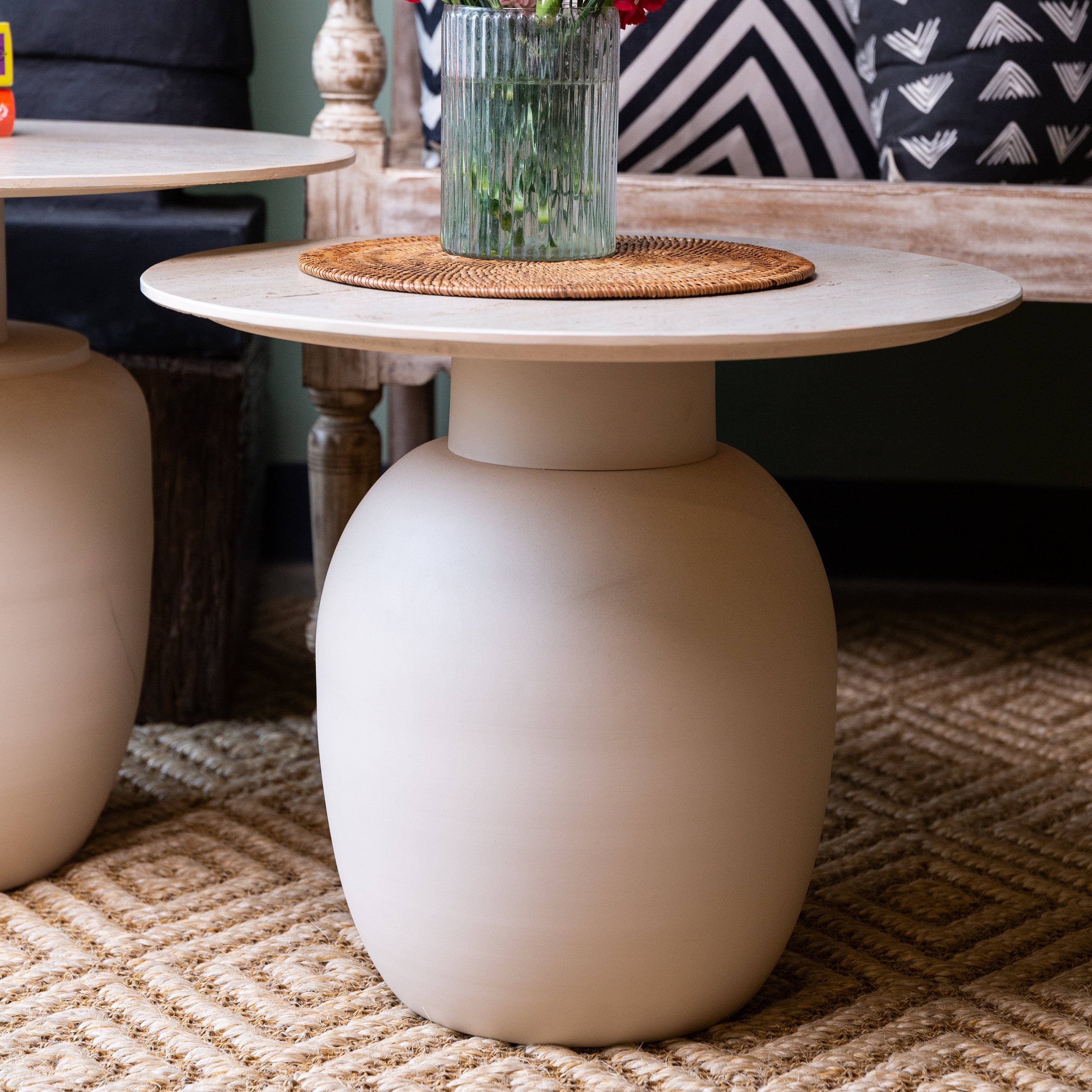Ceramic Top Centre Table Metal Base (Set of 2)
