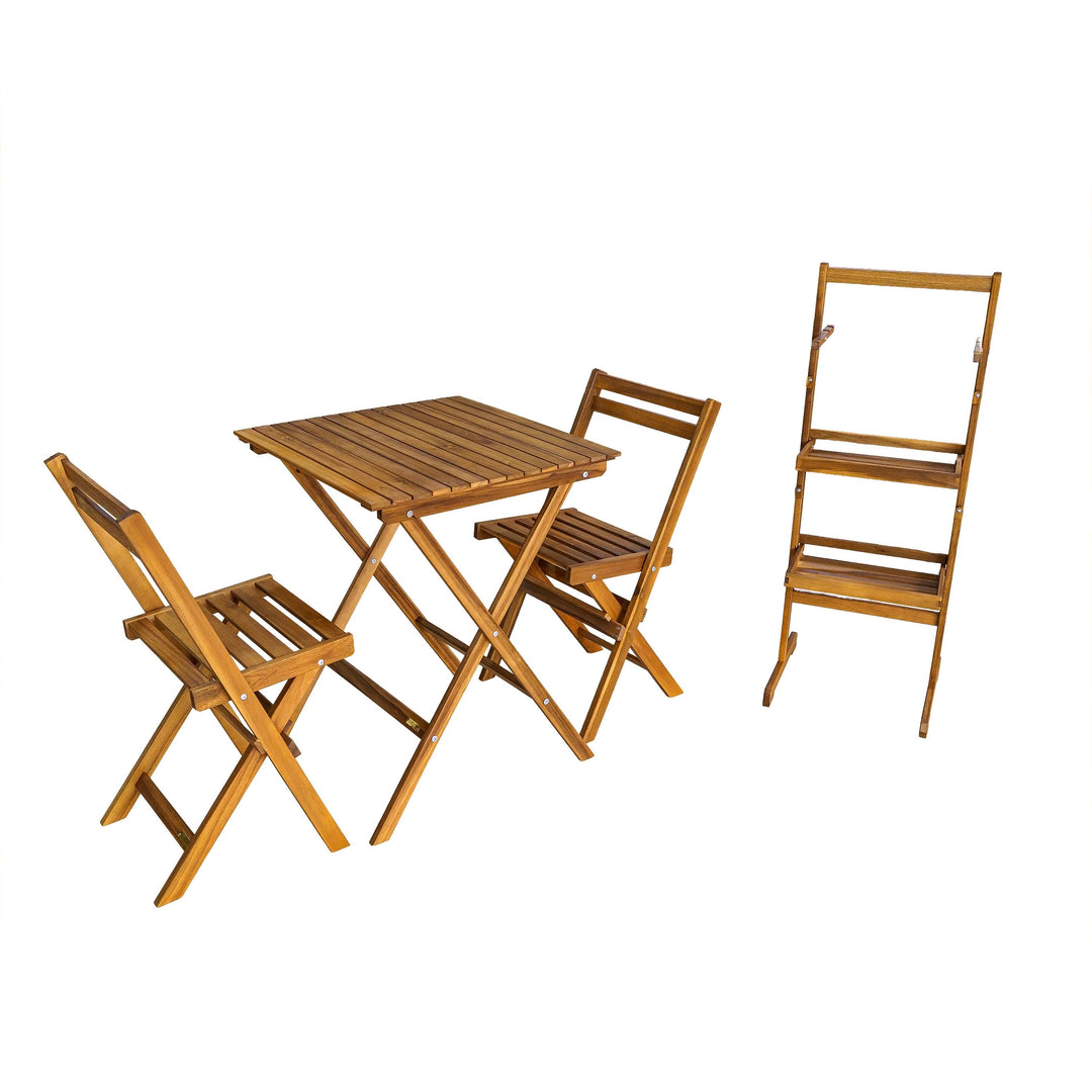 Clara Foldable Table Set With Shelf - Set Of 4
