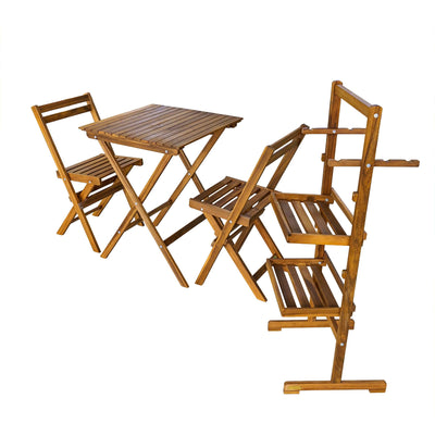 Clara Foldable Table Set With Shelf - Set Of 4