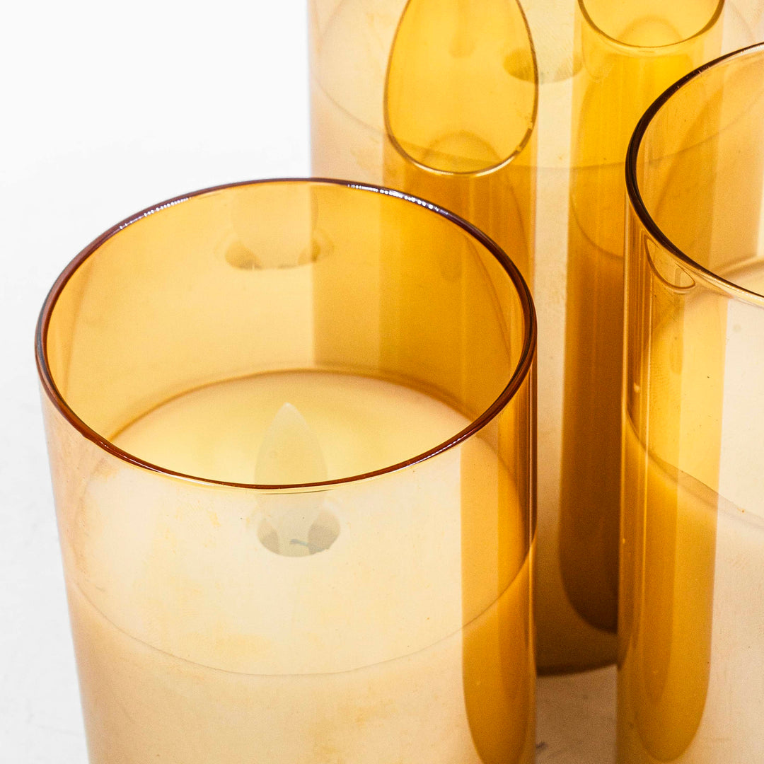 Acrylic Body Pillar Candle With Remote (Set Of 3)