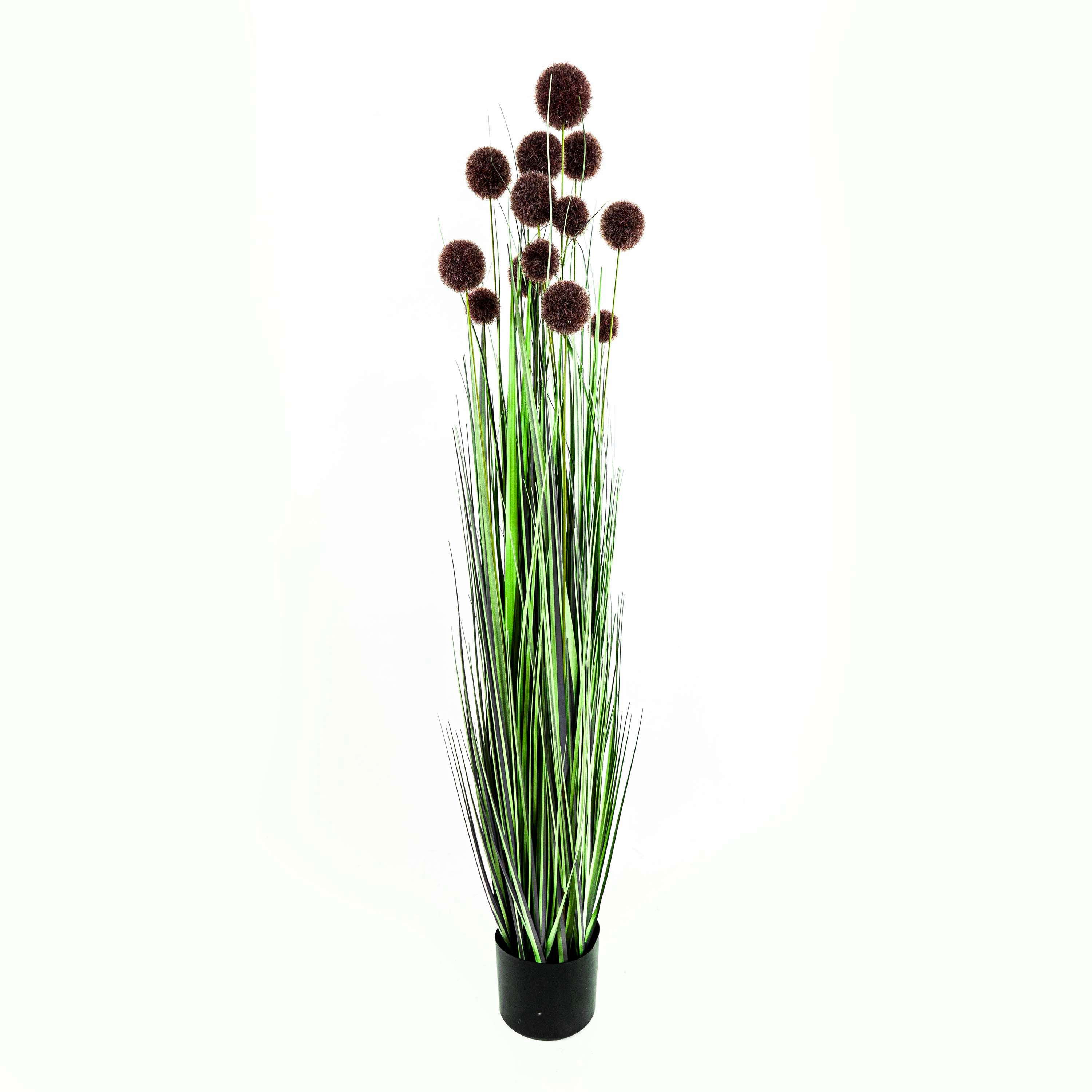 Faux Pompon Grass With Pot - 4 Feet