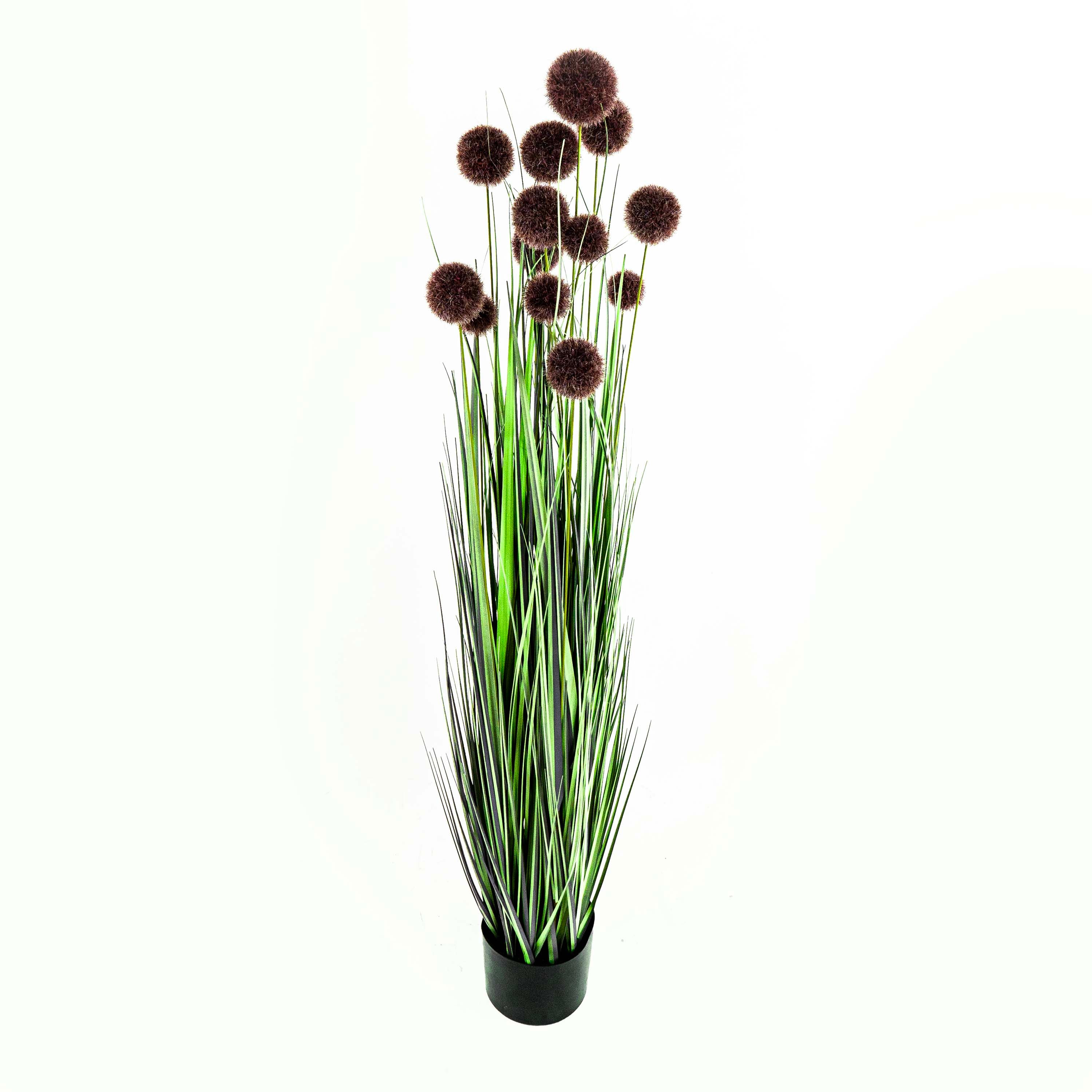 Faux Pompon Grass With Pot - 4 Feet