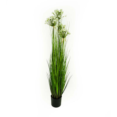 Faux Leek Flower Grass With Pot - 4.5 Feet