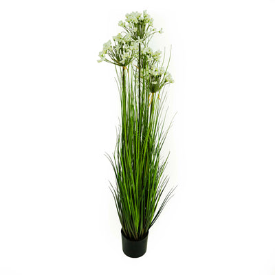 Faux Leek Flower Grass With Pot - 4.5 Feet