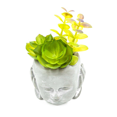 Hear No Evil Pot With Faux Succulent