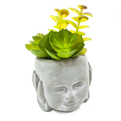 Hear No Evil Pot With Faux Succulent