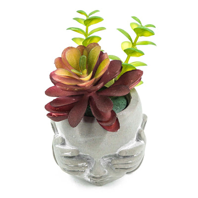 See No Evil Pot With Faux Succulent